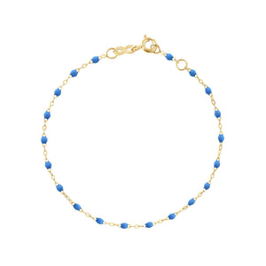 Gigi Clozeau - Bracelet bleu fluo Classique Gigi, or jaune, 15 cm