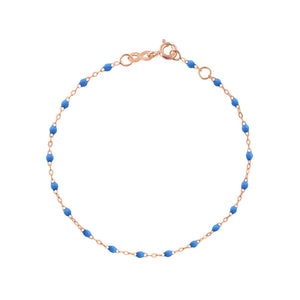 Gigi Clozeau - Bracelet bleu fluo Classique Gigi, or rose, 19 cm