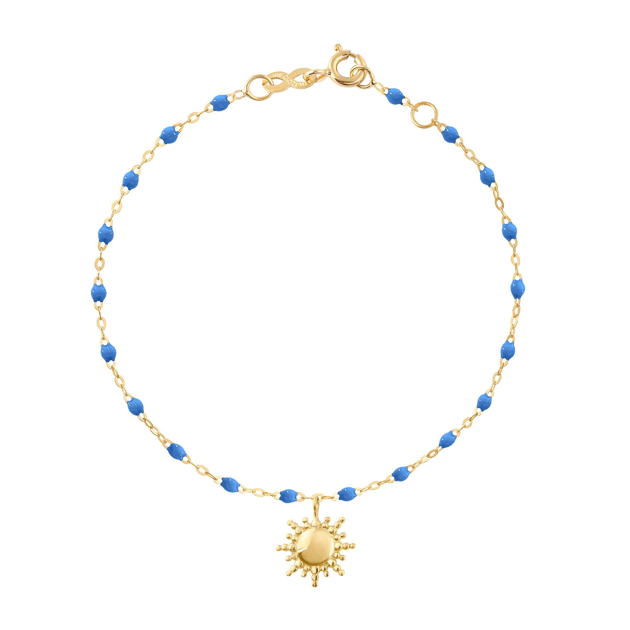 Gigi Clozeau - Bracelet bleu fluo Soleil, or jaune, 17 cm