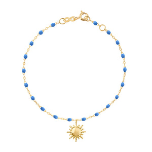 Gigi Clozeau - Bracelet bleu fluo Soleil, or jaune, 17 cm