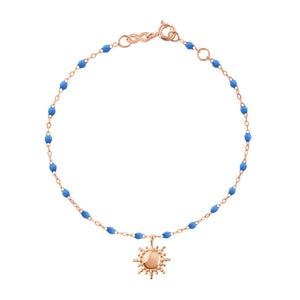 Gigi Clozeau - Bracelet bleu fluo Soleil, or rose, 17 cm