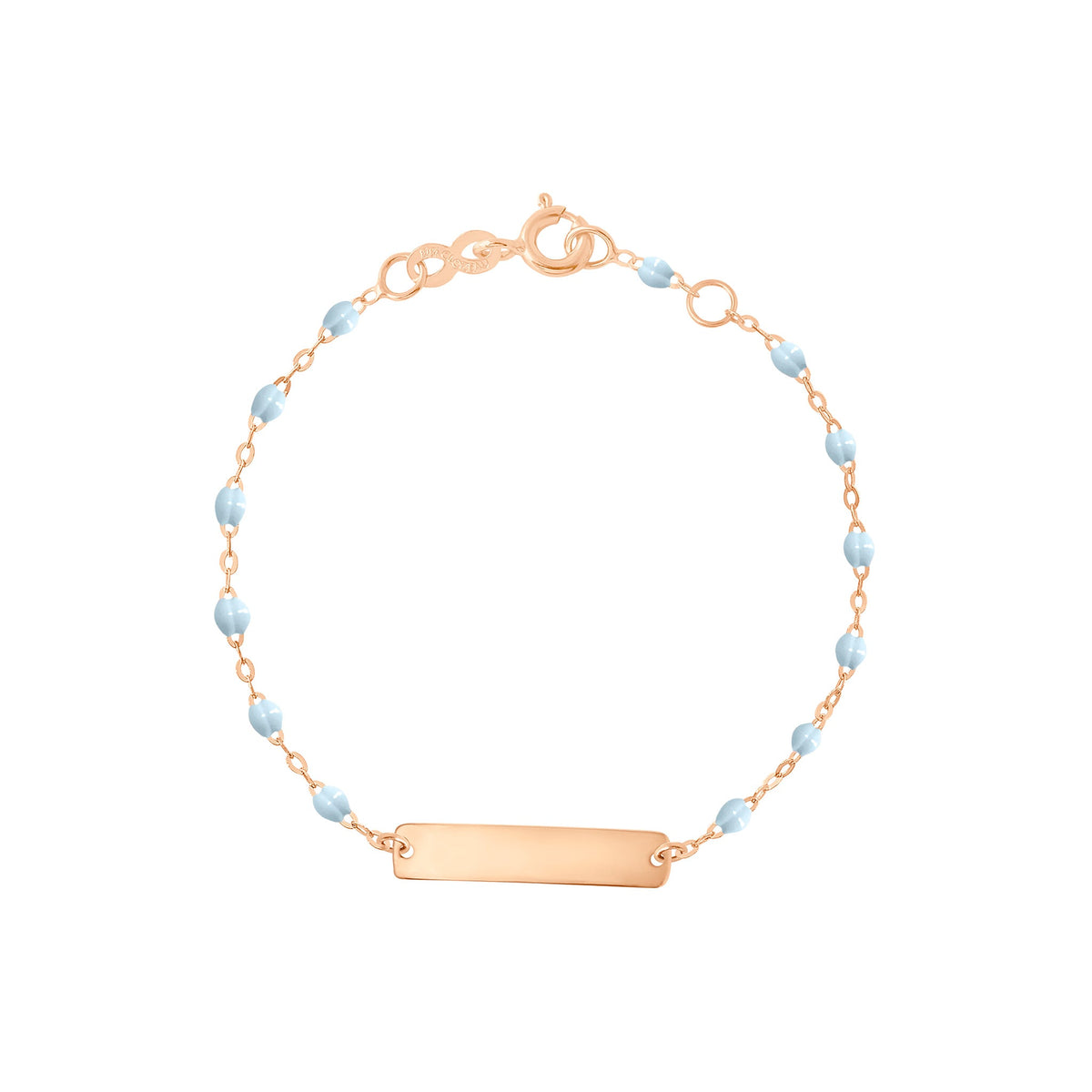 gigi clozeau Bracelet bleu layette Little Gigi plaque rectangle or rose 13 cm