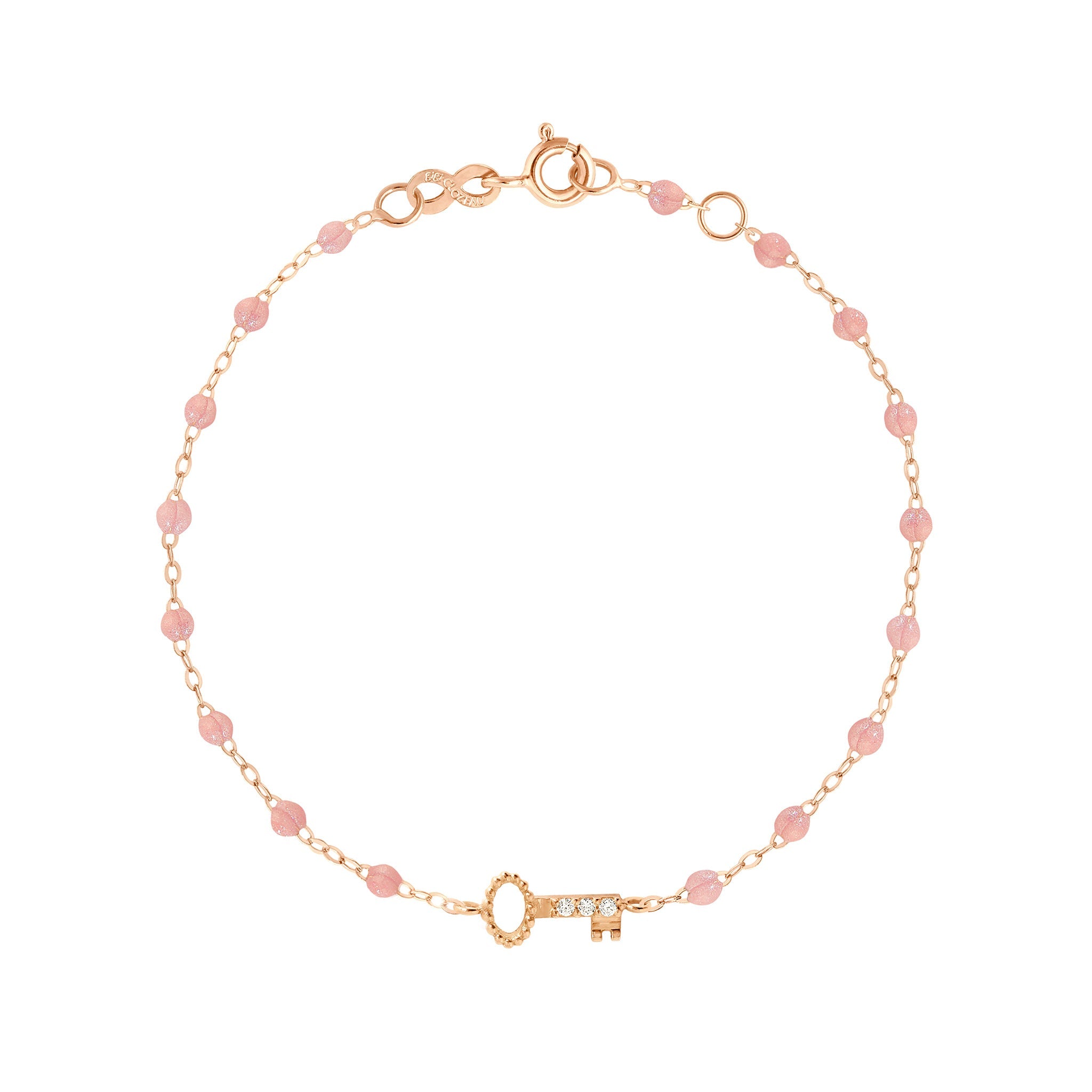Gigi Clozeau - Bracelet blush Clé diamants, or rose, 17 cm