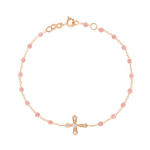 Gigi Clozeau - Bracelet blush Croix Vintage diamants, or rose, 17 cm