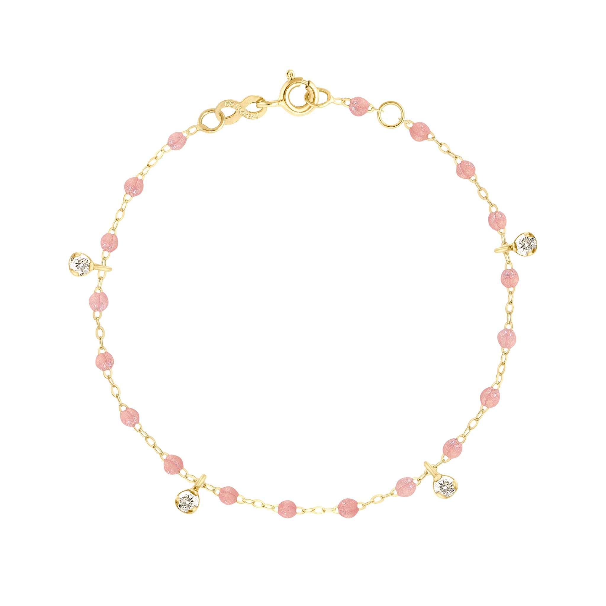 Gigi Clozeau - Bracelet blush Gigi Suprême, or jaune, 4 diamants, 17 cm