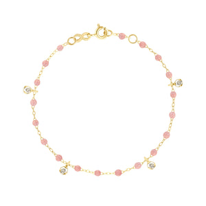 Gigi Clozeau - Bracelet blush Gigi Suprême, or jaune, 4 diamants, 17 cm