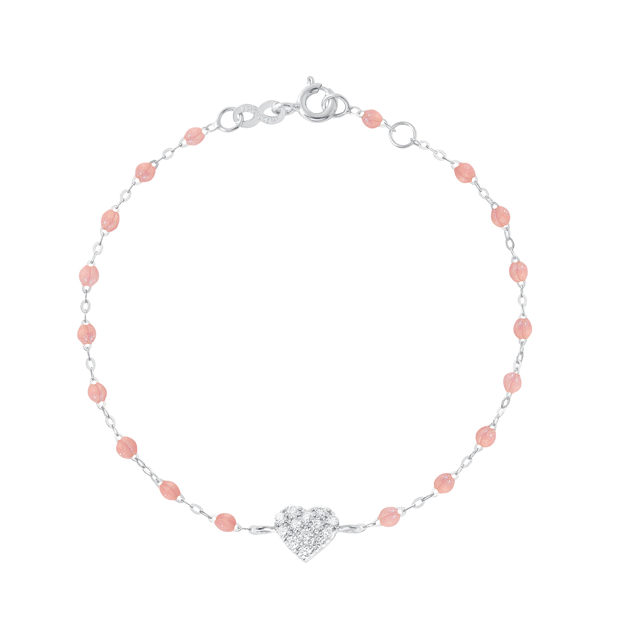 Gigi Clozeau - Bracelet blush In Love, diamants, or blanc, 17 cm