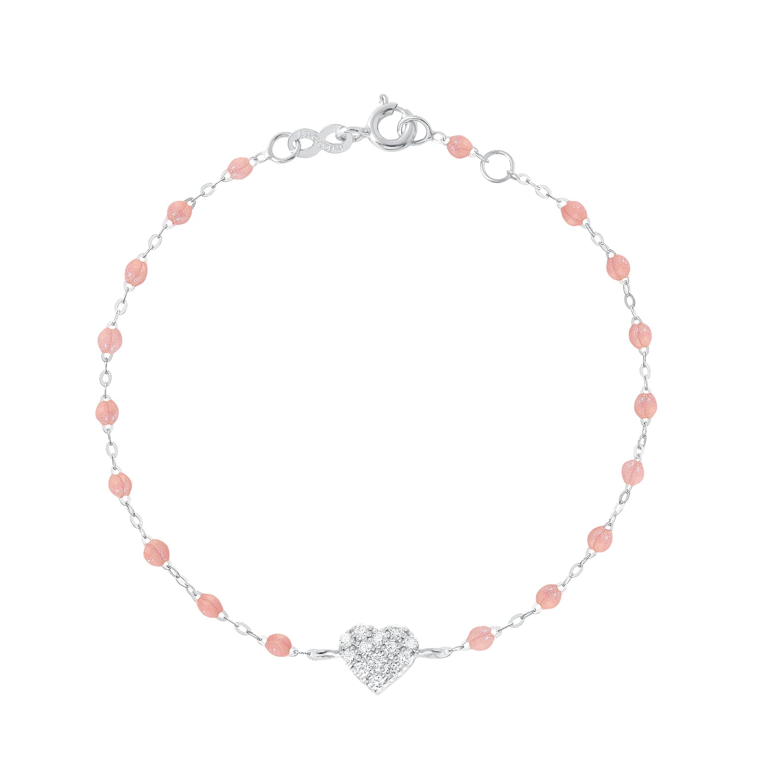 Gigi Clozeau - Bracelet blush In Love, diamants, or blanc, 17 cm