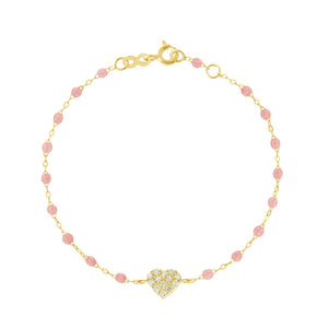 Gigi Clozeau - Bracelet blush In Love, diamants, or jaune, 17 cm