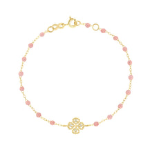Gigi Clozeau - Bracelet blush Lucky Trèfle, diamants, or jaune, 17 cm