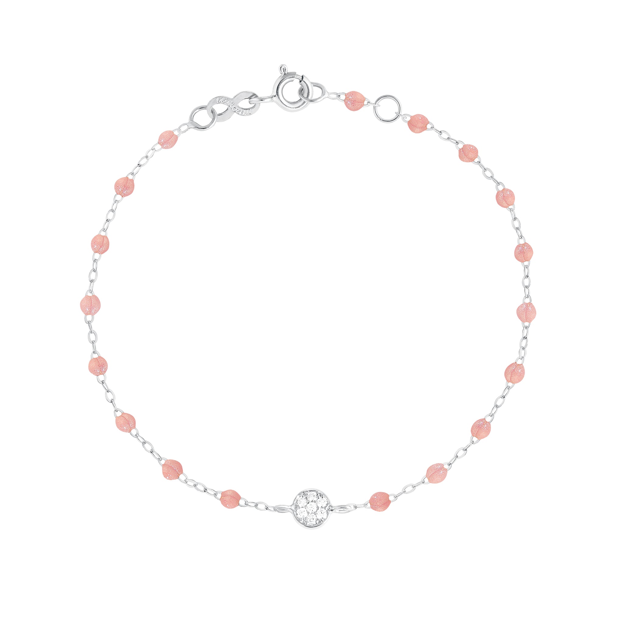 Gigi Clozeau - Bracelet blush Puce diamants, or blanc, 17 cm