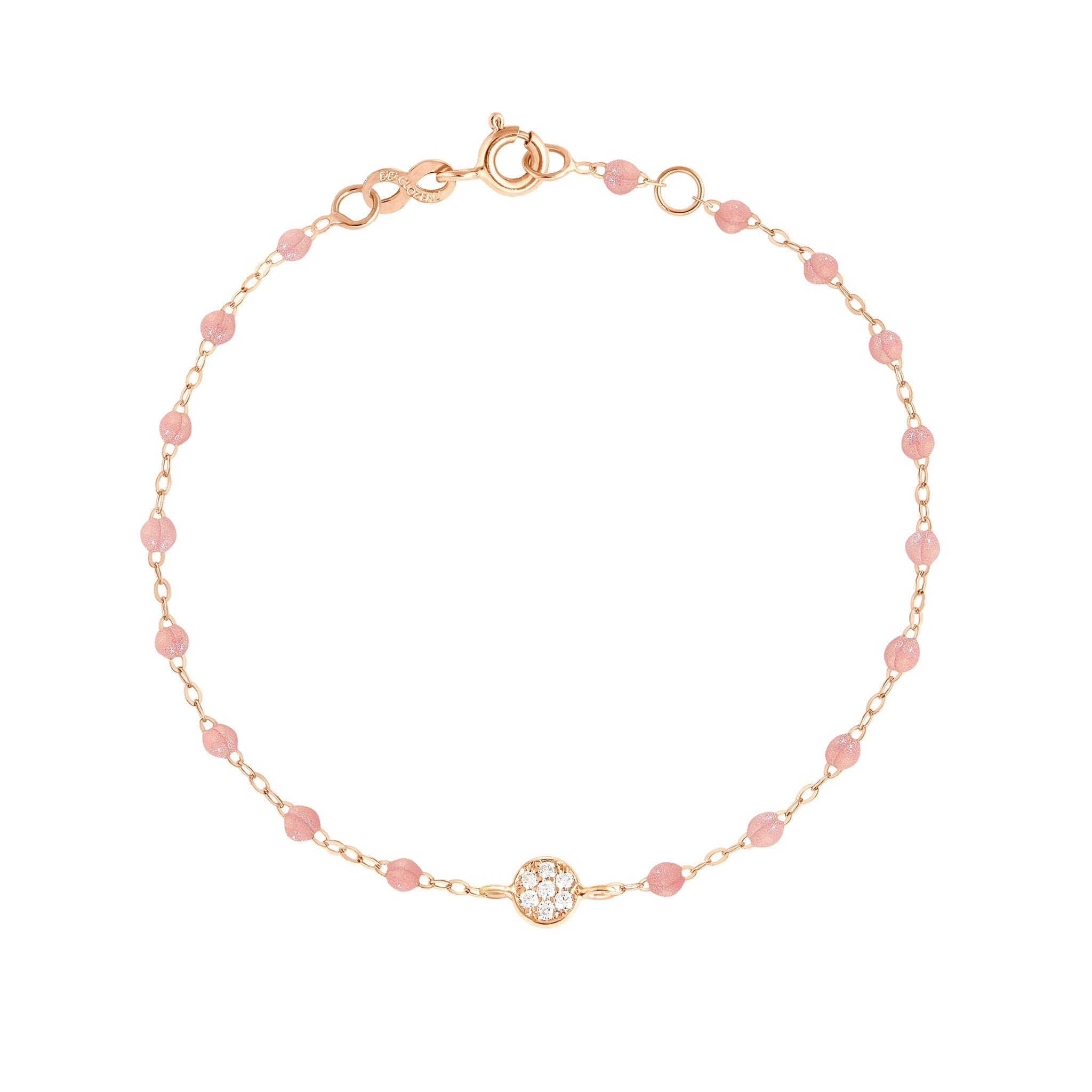 Gigi Clozeau - Bracelet blush Puce diamants, or rose, 17 cm