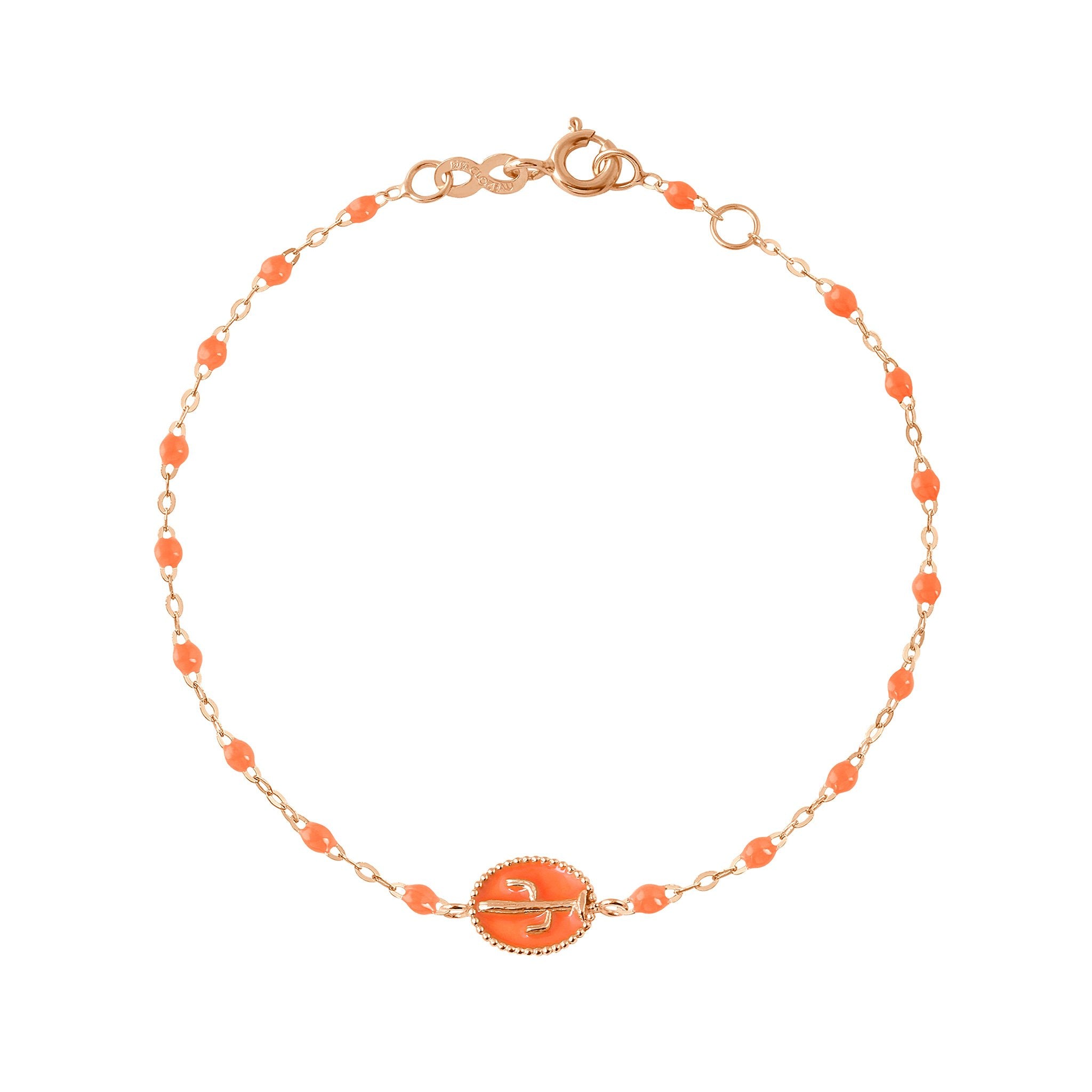 Gigi Clozeau - Bracelet Cactus résine orange fluo, or rose