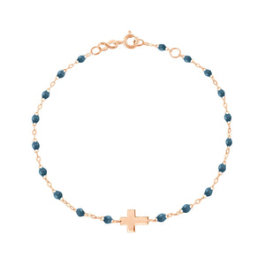 Gigi Clozeau - Bracelet céleste Croix, or rose, 17cm