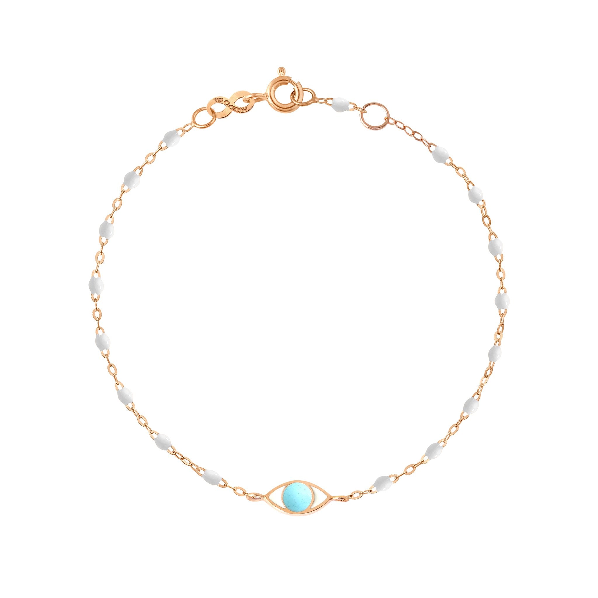 Gigi Clozeau - Bracelet Classique Gigi Eye blanc, or rose, 17 cm