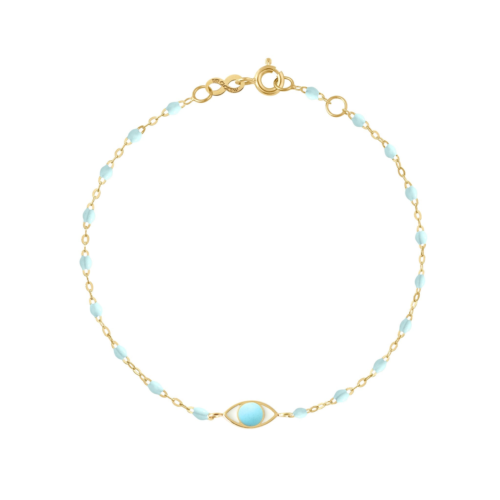 Gigi Clozeau - Bracelet Classique Gigi Eye bleu layette, or jaune, 17 cm