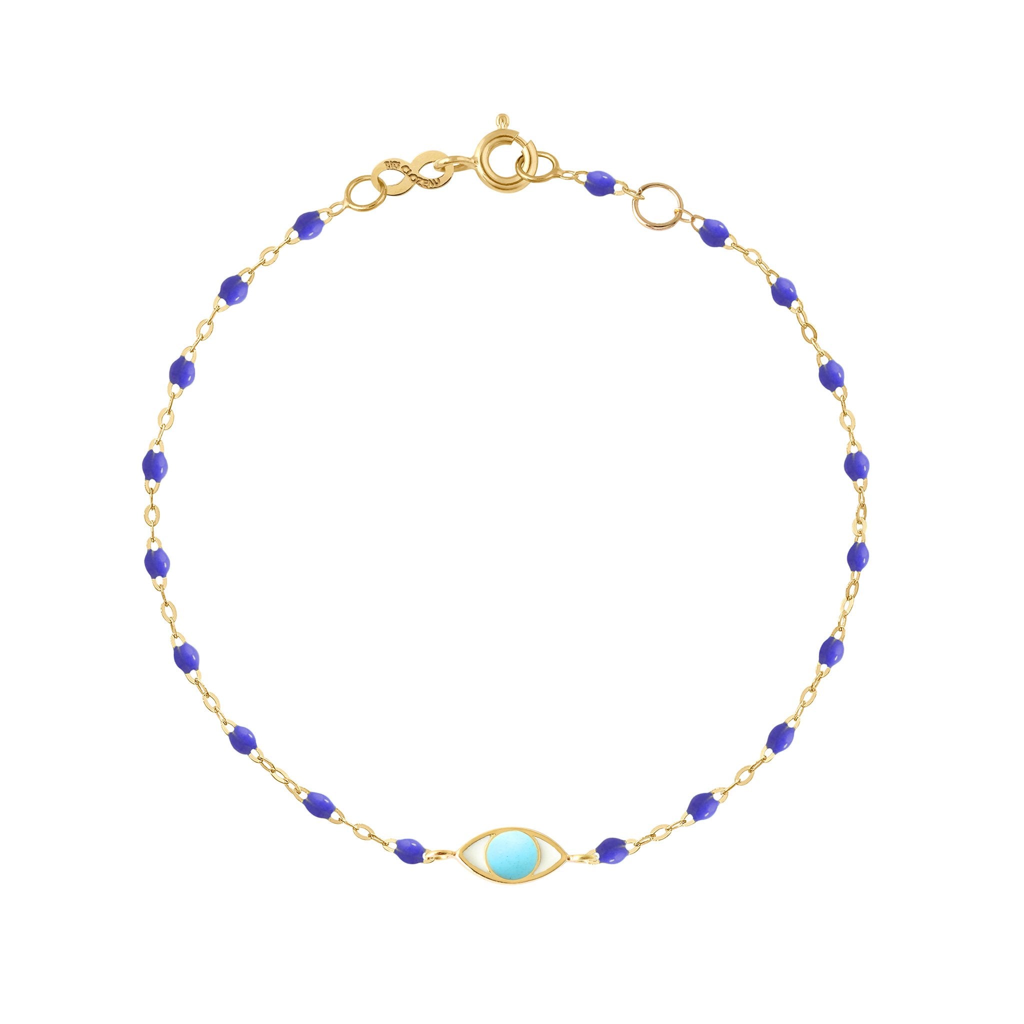 Gigi Clozeau - Bracelet Classique Gigi Eye bleuet, or jaune, 17 cm
