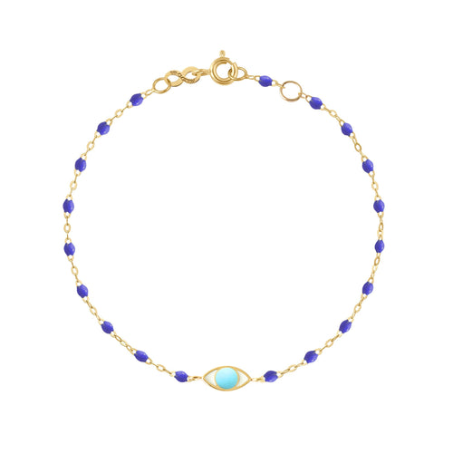 Gigi Clozeau - Bracelet Classique Gigi Eye bleuet, or jaune, 17 cm