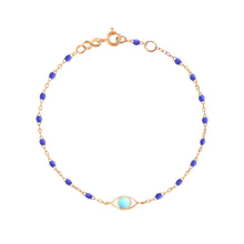 Gigi Clozeau - Bracelet Classique Gigi Eye bleuet, or rose, 17 cm