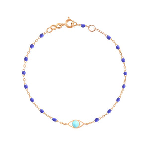 Gigi Clozeau - Bracelet Classique Gigi Eye bleuet, or rose, 17 cm