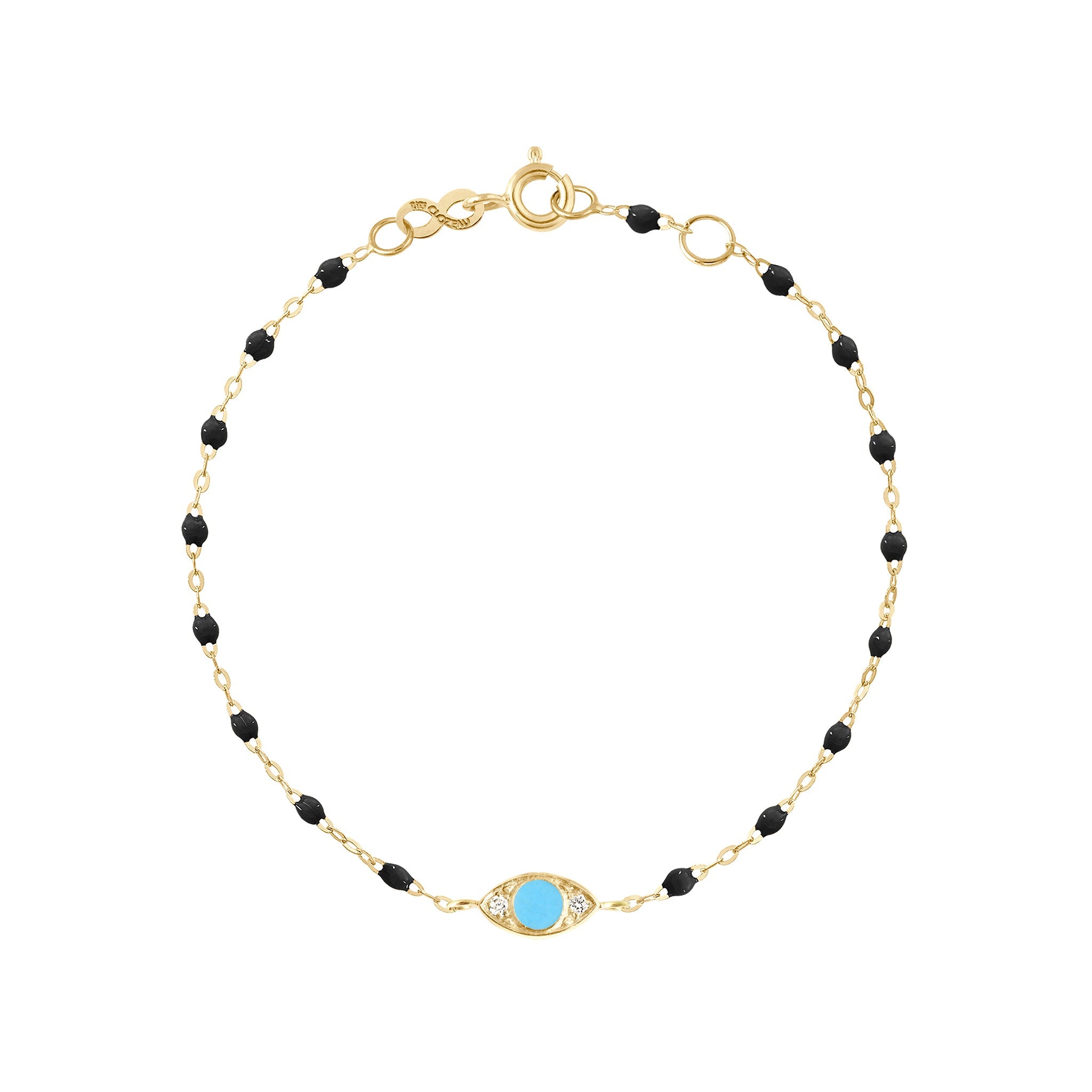 Gigi Clozeau - Bracelet Classique Gigi Eye noir, or jaune, diamants, 17 cm