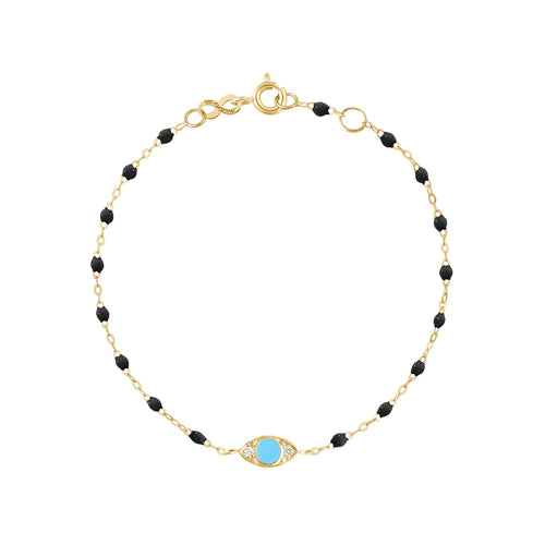 Gigi Clozeau - Bracelet Classique Gigi Eye noir, or jaune, diamants, 17 cm