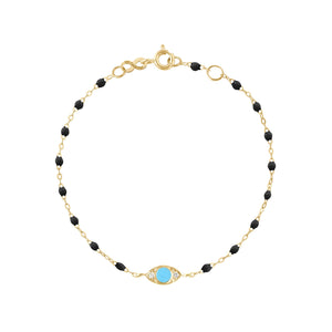 Gigi Clozeau - Bracelet Classique Gigi Eye noir, or jaune, diamants, 17 cm
