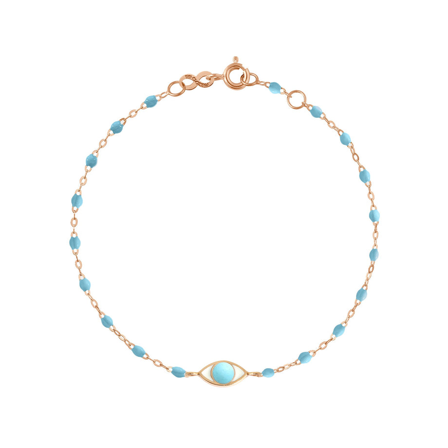 Gigi Clozeau - Bracelet Classique Gigi Eye turquoise, or rose, 17 cm