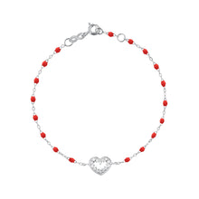 Gigi Clozeau - Bracelet coquelicot Cœur Suprême, diamants, or blanc, 17 cm