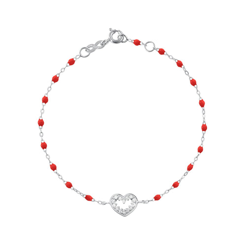 Gigi Clozeau - Bracelet coquelicot Cœur Suprême, diamants, or blanc, 17 cm