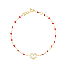 Gigi Clozeau - Bracelet coquelicot Cœur Suprême, diamants, or jaune, 17 cm