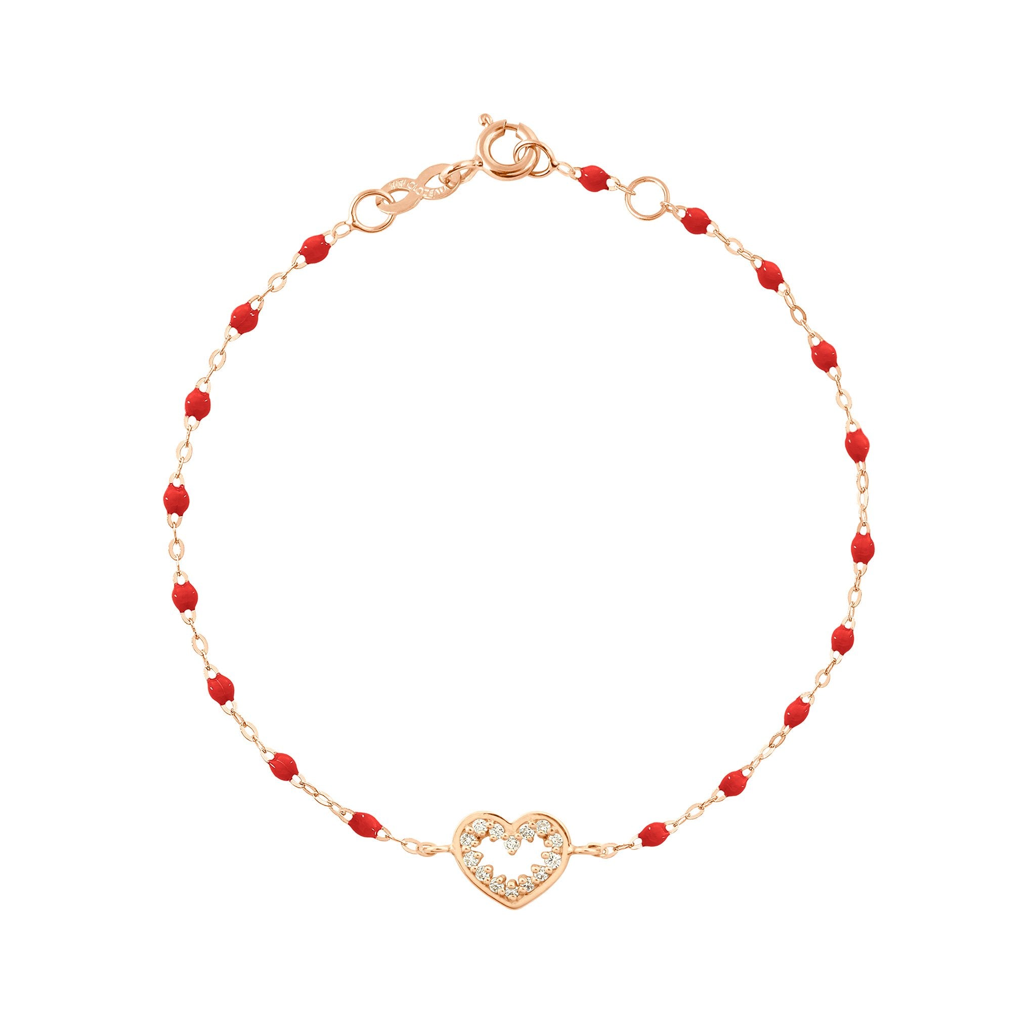 Gigi Clozeau - Bracelet coquelicot Cœur Suprême, diamants, or rose, 17 cm