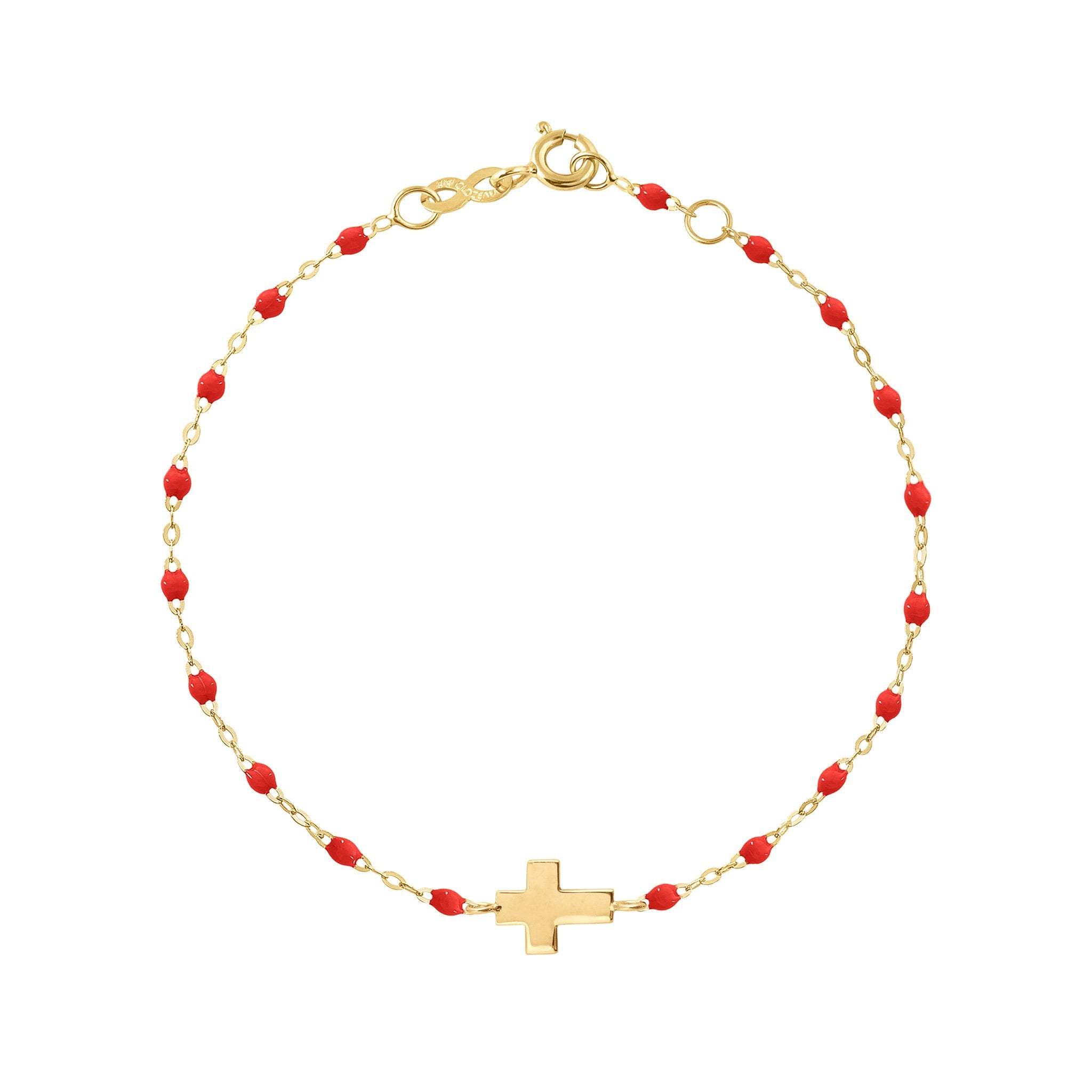 Gigi Clozeau - Bracelet coquelicot Croix, or jaune, 17cm