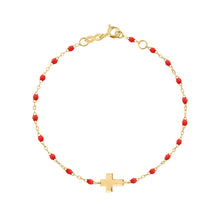 Gigi Clozeau - Bracelet coquelicot Croix, or jaune, 17cm