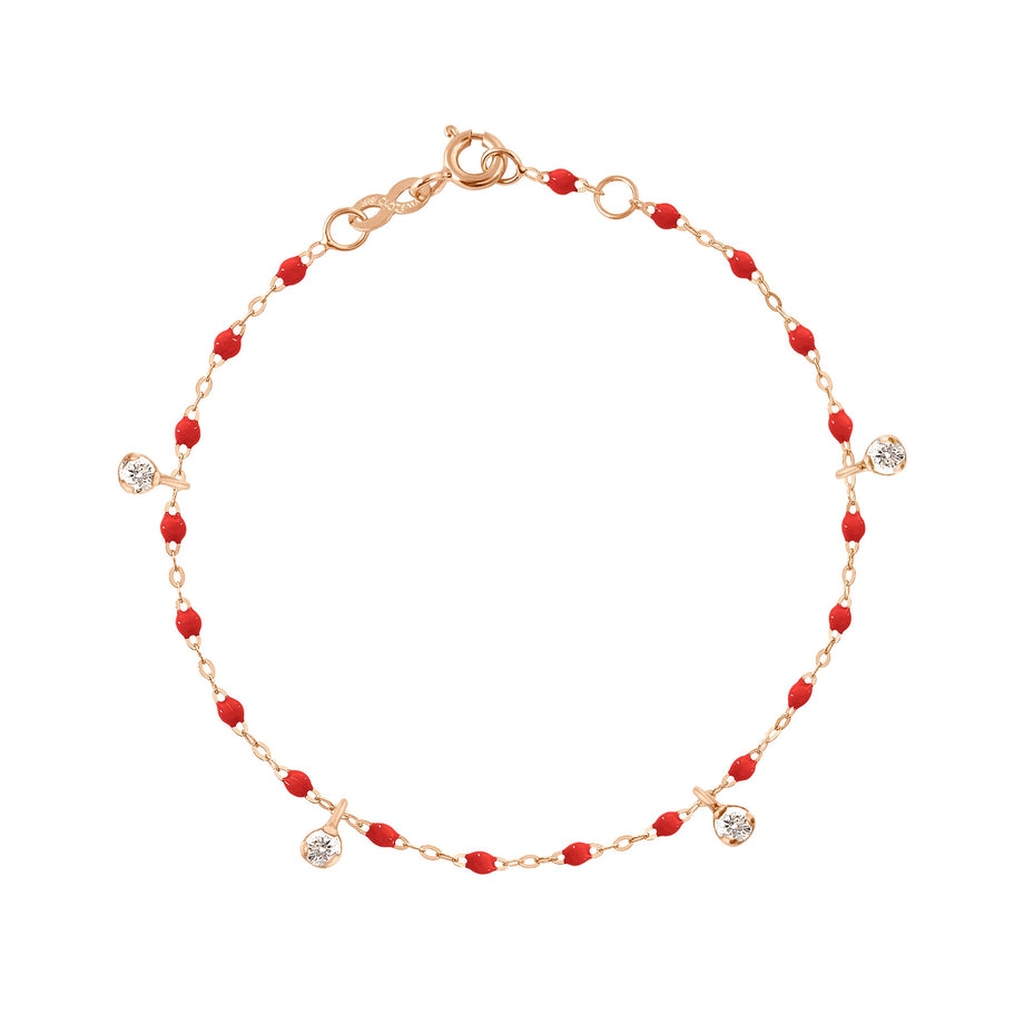 Gigi Clozeau - Bracelet coquelicot Gigi Suprême, or rose, 4 diamants, 17 cm
