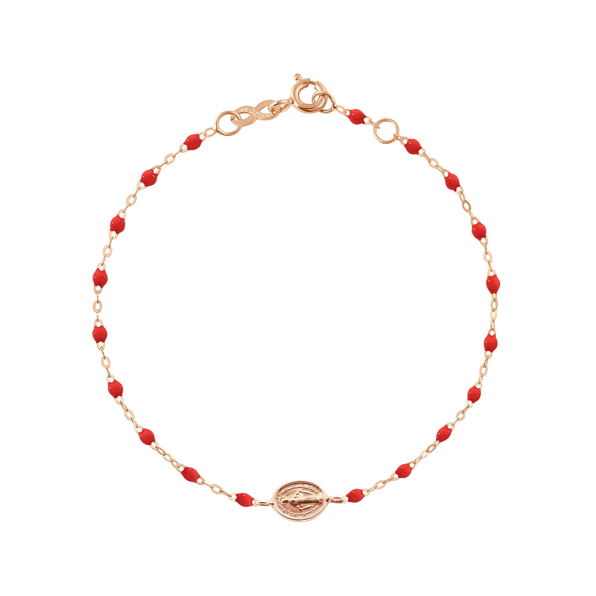 Gigi Clozeau - Bracelet coquelicot Madone or rose, 17 cm