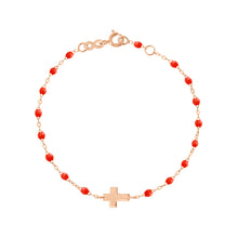 Gigi Clozeau - Bracelet corail Croix, or rose, 17cm