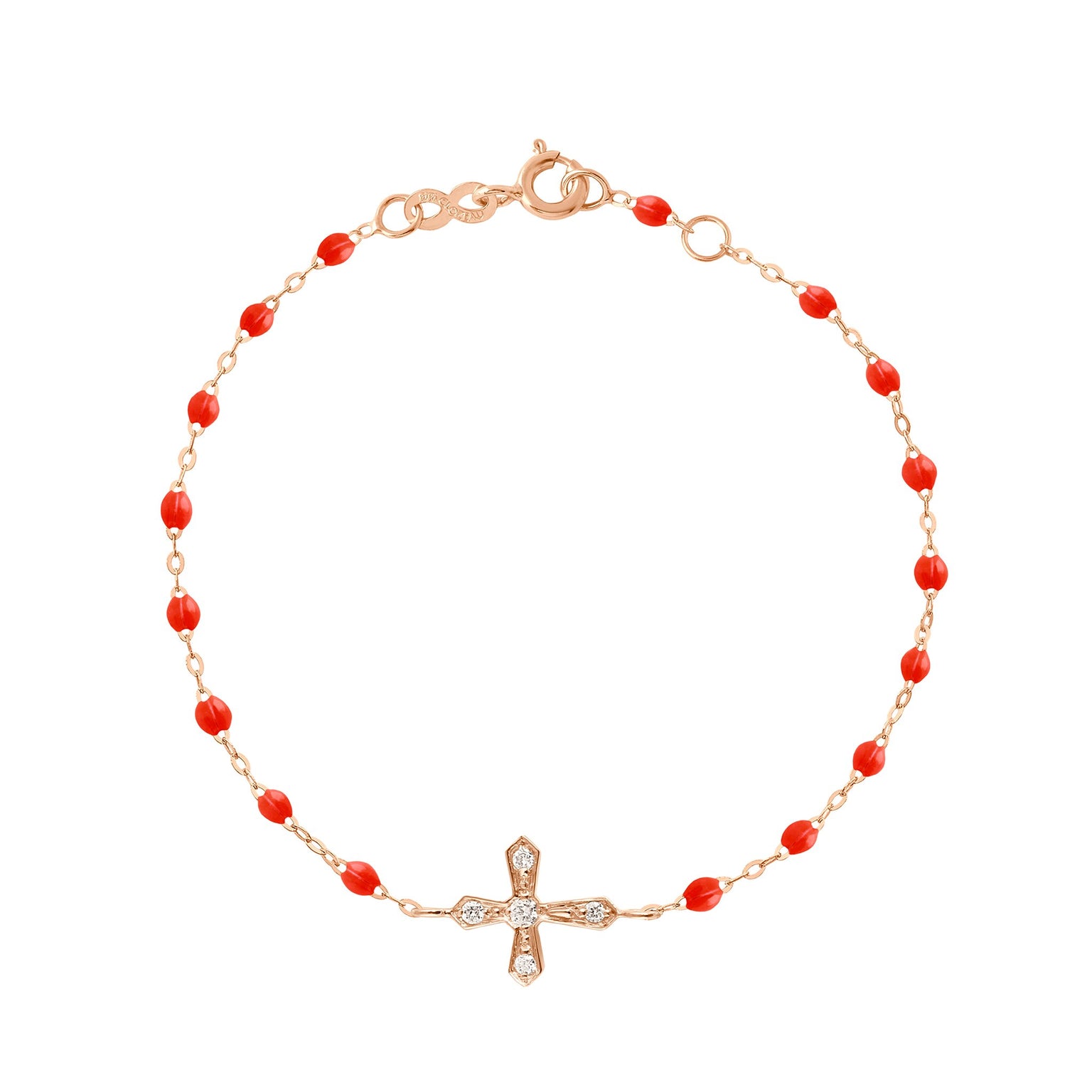 Classic Cross Vintage Diamond Coral bracelet Rose Gold 17 cm