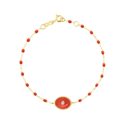 Gigi Clozeau - Bracelet corail Etoile du Nord diamant, or jaune, 17 cm