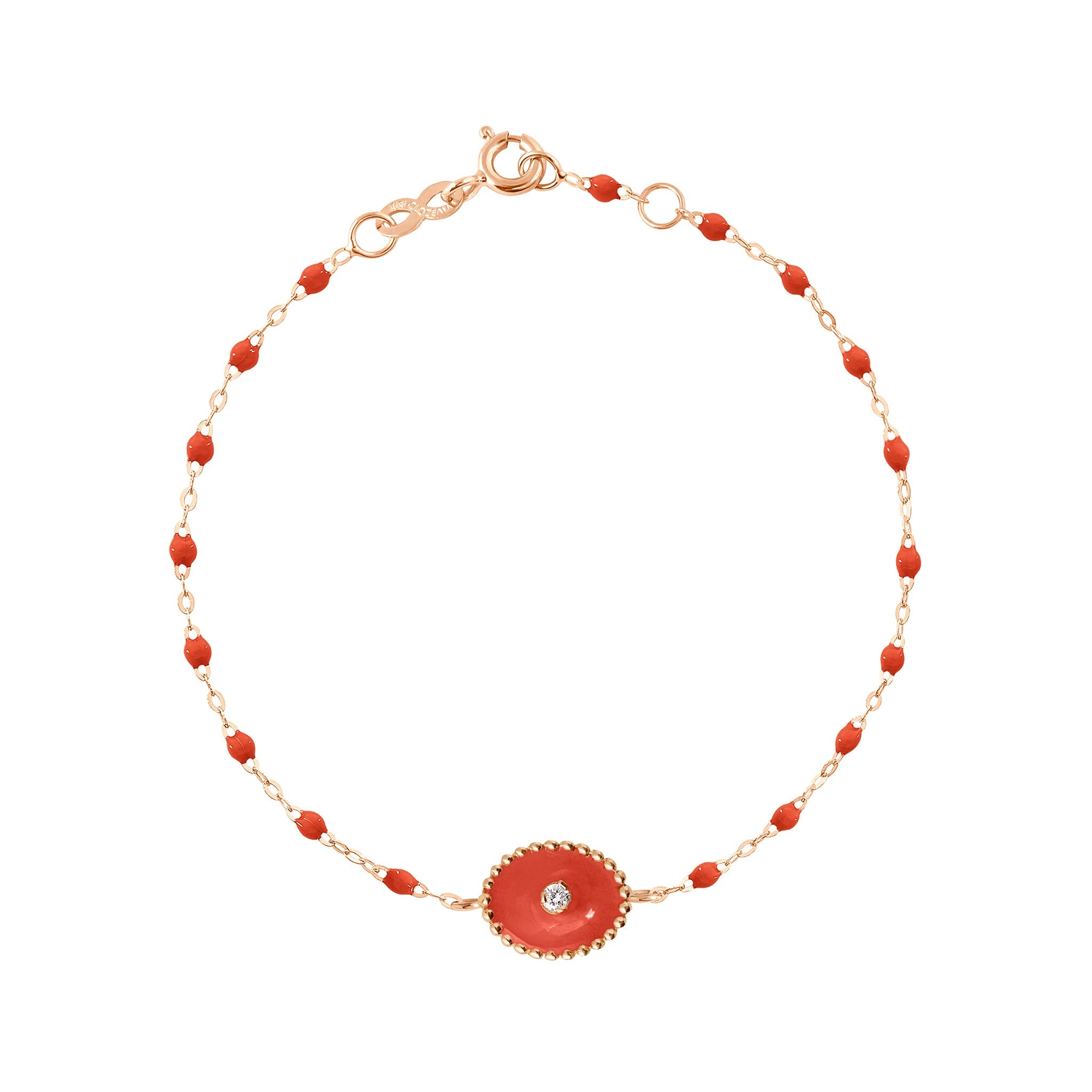 Gigi Clozeau - Bracelet corail Etoile du Nord diamant, or rose, 17 cm