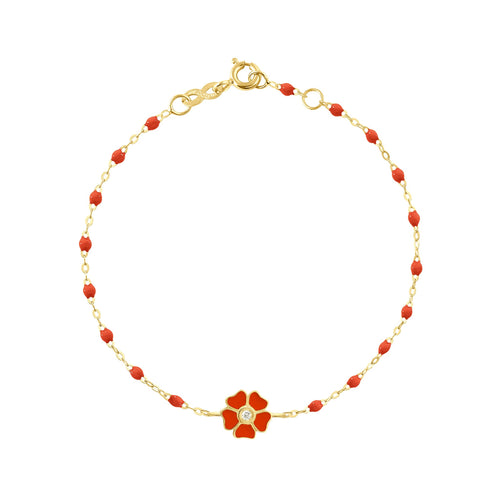 Gigi Clozeau - Bracelet corail Fleur, diamant, or jaune, 17 cm