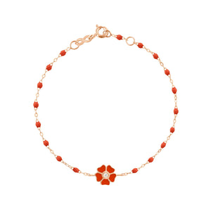 Gigi Clozeau - Bracelet corail Fleur, diamant, or rose , 17 cm
