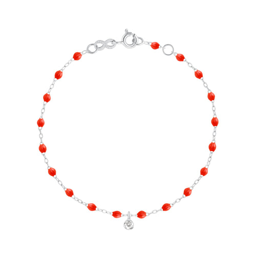 Gigi Clozeau - Bracelet corail Gigi Suprême, or blanc, 1 diamant, 17 cm