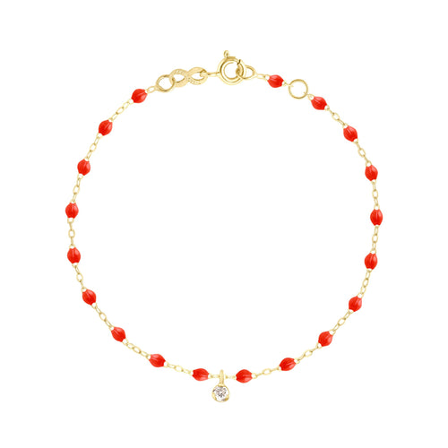 Gigi Clozeau - Bracelet corail Gigi Suprême, or jaune, 1 diamant, 17 cm