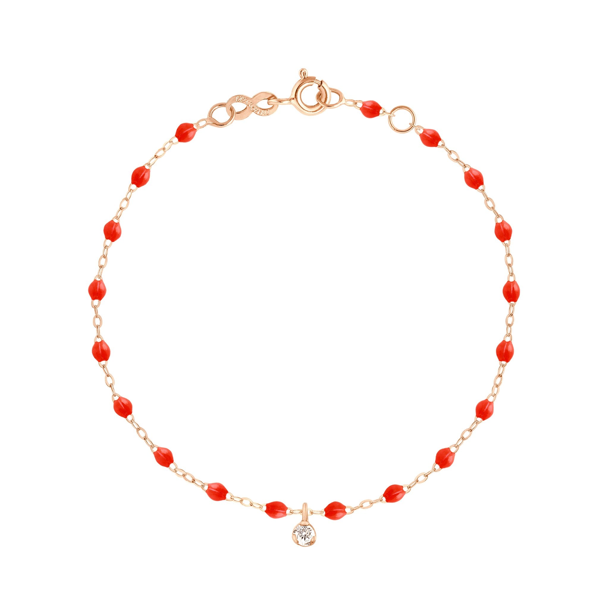 Gigi Clozeau - Bracelet corail Gigi Suprême, or rose, 1 diamant, 17 cm