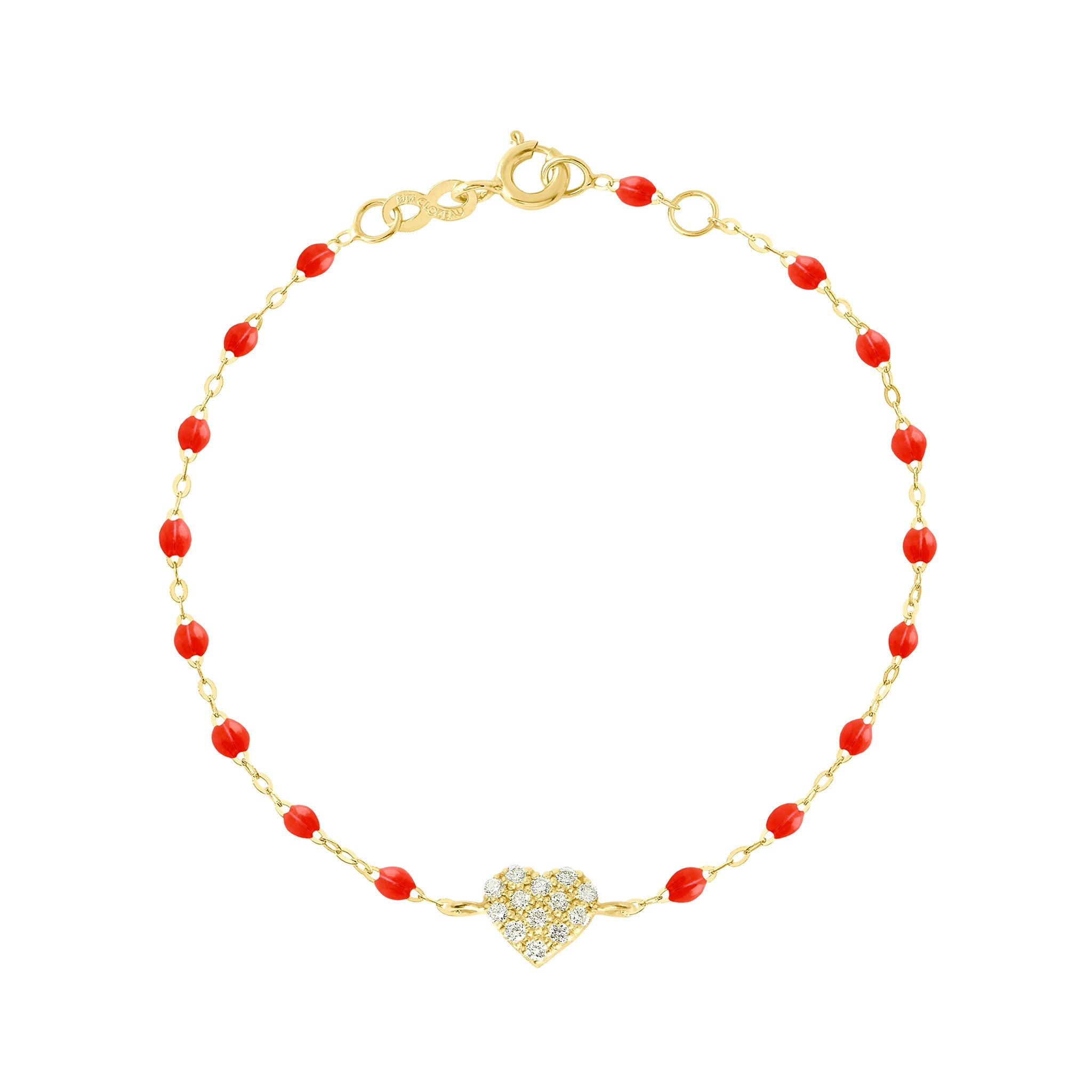 Gigi Clozeau - Bracelet corail In Love, diamants, or jaune, 17 cm