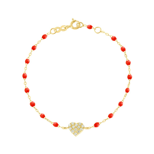Gigi Clozeau - Bracelet corail In Love, diamants, or jaune, 17 cm