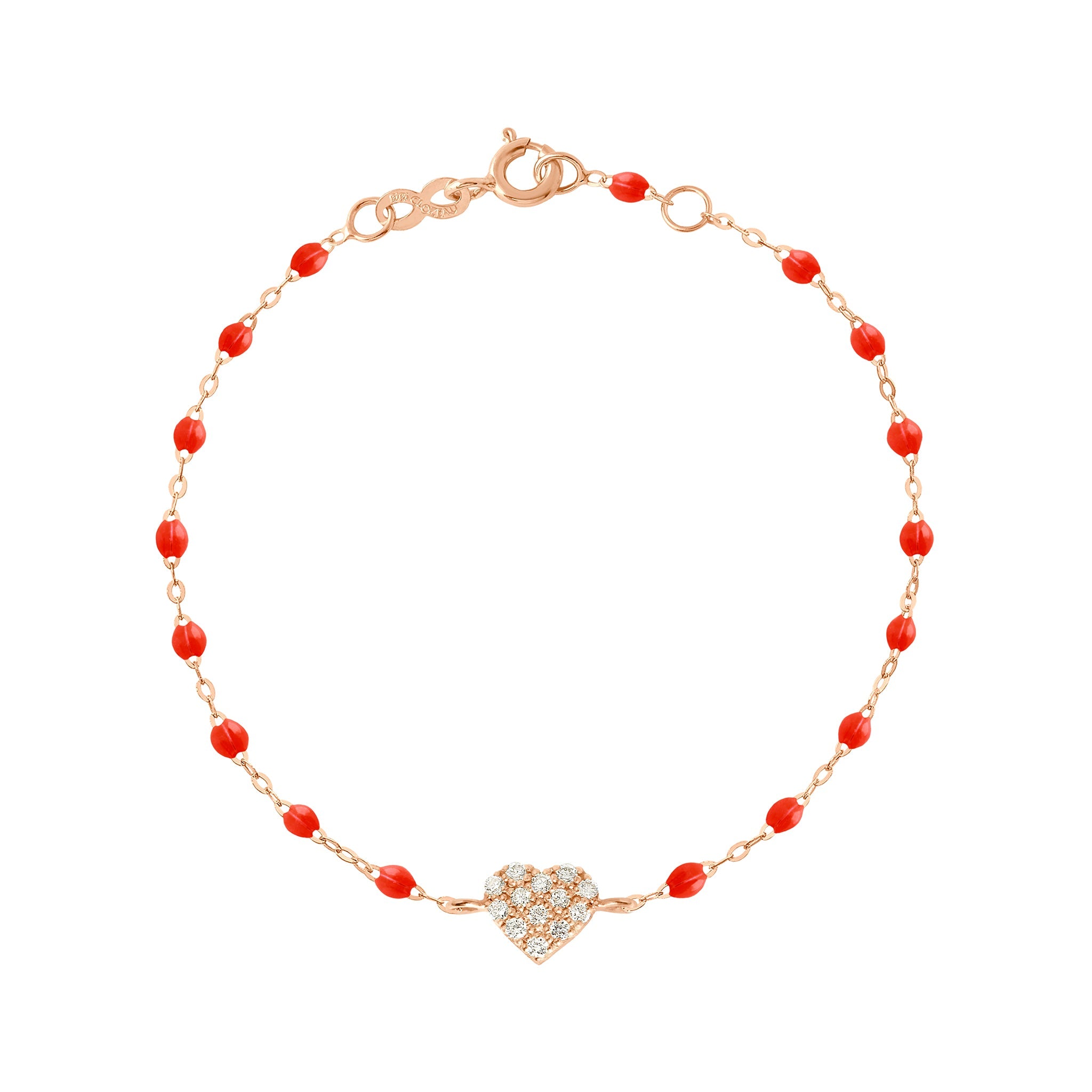 Gigi Clozeau - Bracelet corail In Love, diamants, or rose, 17 cm