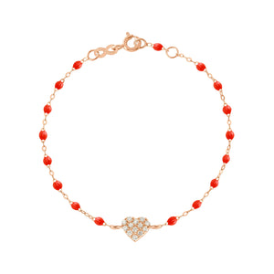 Gigi Clozeau - Bracelet corail In Love, diamants, or rose, 17 cm