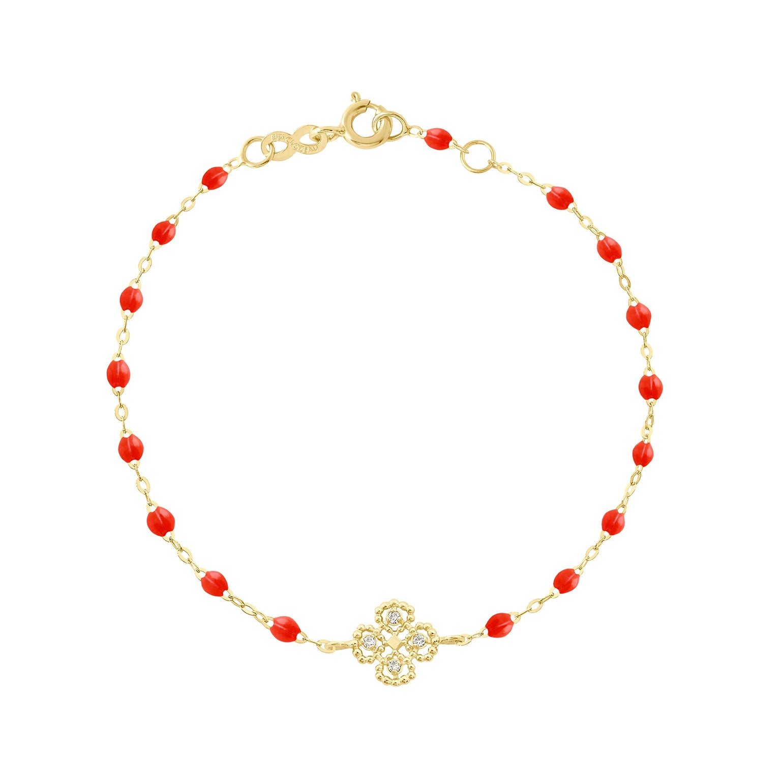Bracelet En Or 18Kt Avec Corail Rouge Et Spinelles - Modèle OGRP 064, Longueur 19cm, Neuf Avec étiquettes